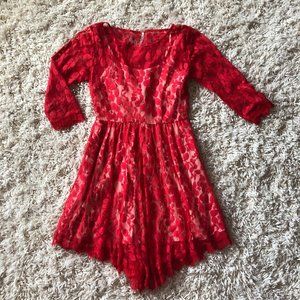 Free People Red Lace Dress